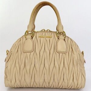 Miu Miu Quilted Beige Satchel